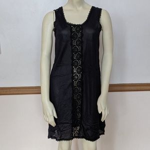 Vintage Black Lacy Negligie Nightgown OS